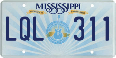 MS license plate LQL311