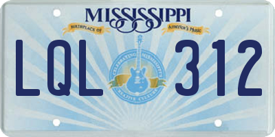 MS license plate LQL312