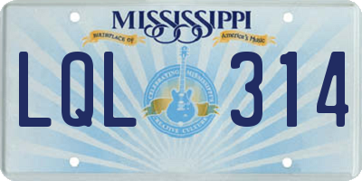 MS license plate LQL314