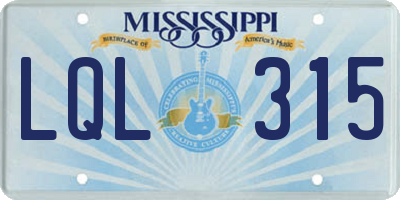 MS license plate LQL315