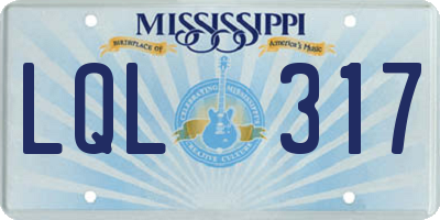 MS license plate LQL317