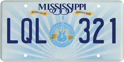 MS license plate LQL321