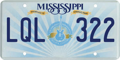 MS license plate LQL322