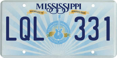 MS license plate LQL331