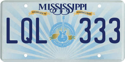 MS license plate LQL333