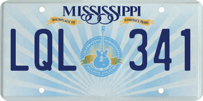 MS license plate LQL341