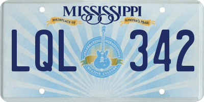 MS license plate LQL342