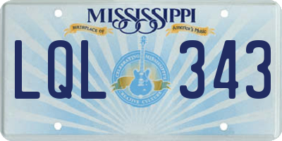 MS license plate LQL343