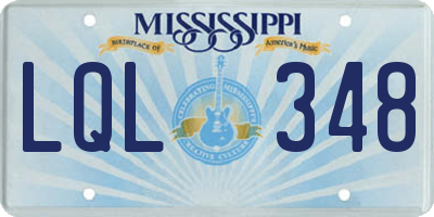 MS license plate LQL348