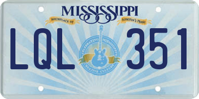 MS license plate LQL351
