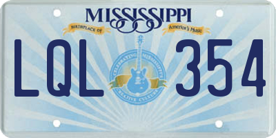 MS license plate LQL354