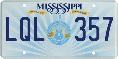 MS license plate LQL357