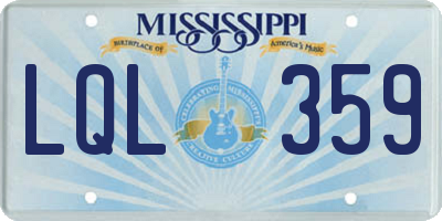 MS license plate LQL359