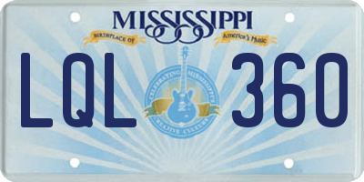 MS license plate LQL360