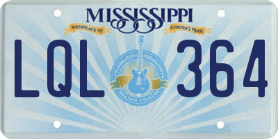 MS license plate LQL364