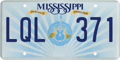MS license plate LQL371
