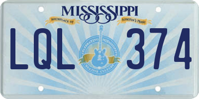 MS license plate LQL374