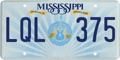 MS license plate LQL375