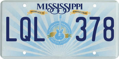 MS license plate LQL378