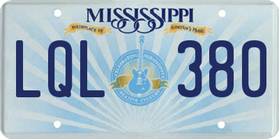 MS license plate LQL380