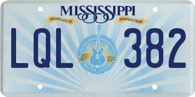 MS license plate LQL382