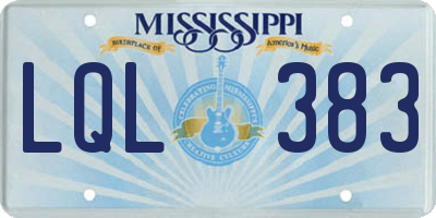 MS license plate LQL383
