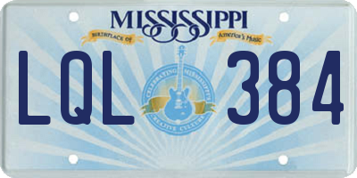 MS license plate LQL384