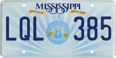 MS license plate LQL385