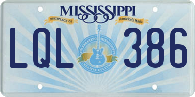 MS license plate LQL386