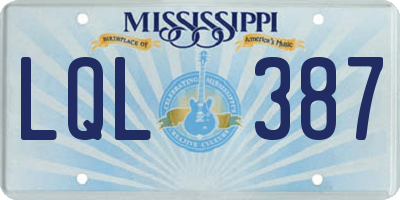 MS license plate LQL387