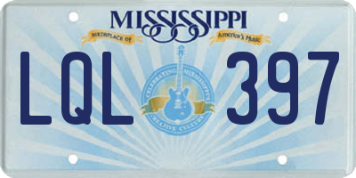 MS license plate LQL397