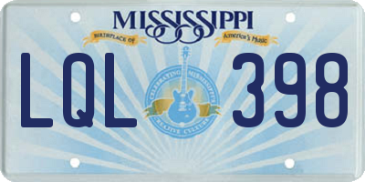 MS license plate LQL398
