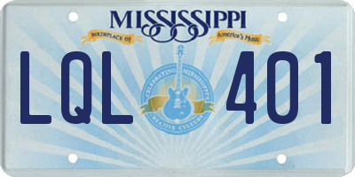 MS license plate LQL401