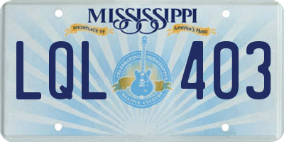 MS license plate LQL403