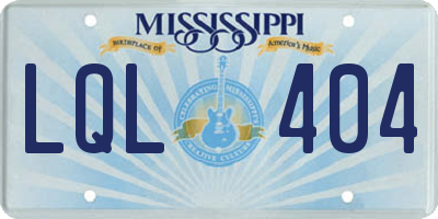 MS license plate LQL404