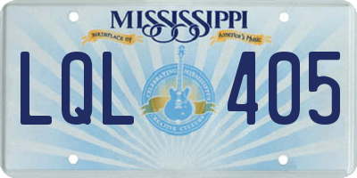 MS license plate LQL405