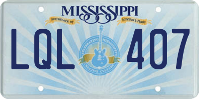 MS license plate LQL407