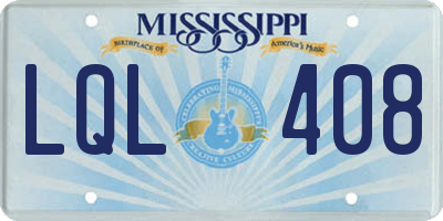 MS license plate LQL408