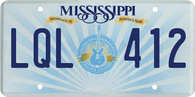 MS license plate LQL412
