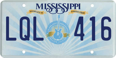 MS license plate LQL416