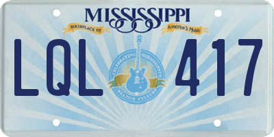 MS license plate LQL417