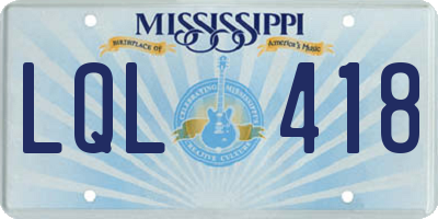 MS license plate LQL418