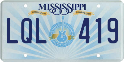 MS license plate LQL419