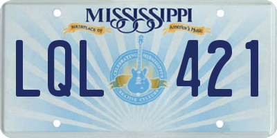 MS license plate LQL421