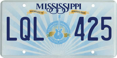 MS license plate LQL425