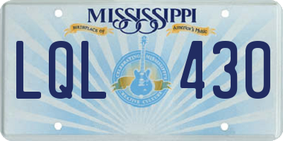 MS license plate LQL430