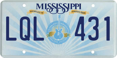 MS license plate LQL431