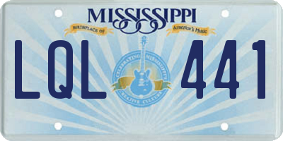 MS license plate LQL441
