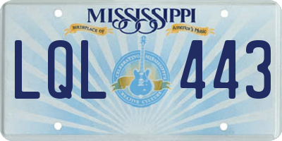 MS license plate LQL443
