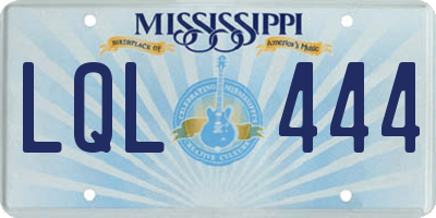 MS license plate LQL444